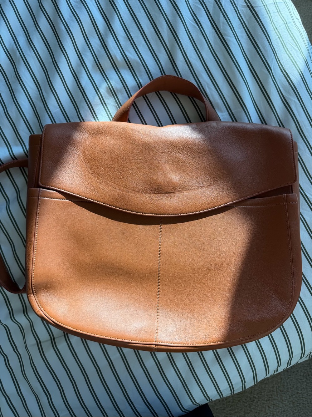 Cuyana Tan Leather Backpack Tote
